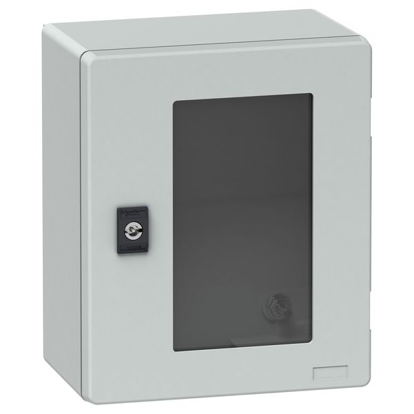 wall-mounting encl. polyester monobloc IP66 H308xW255xD160mm transparent door image 1