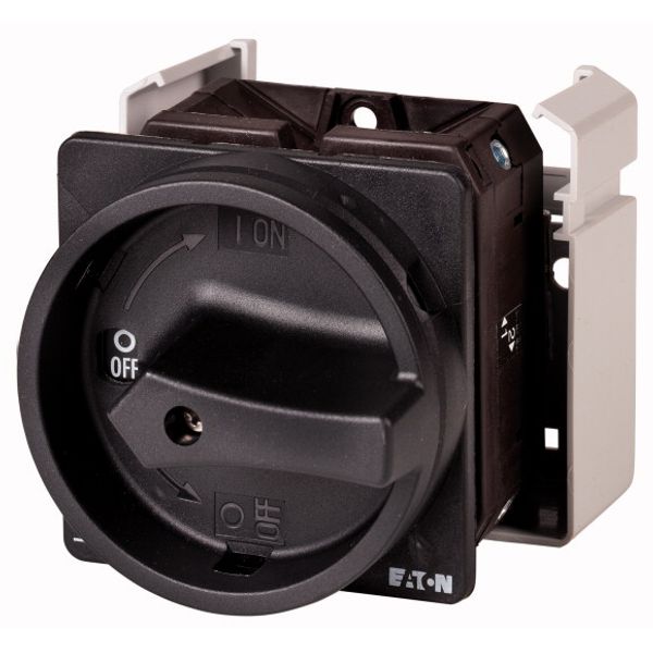 Main switch, T5B, 63 A, flush mounting, 1 contact unit(s), 1 pole, STOP function, With black rotary handle and locking ring, Lockable in the 0 (Off) p image 1