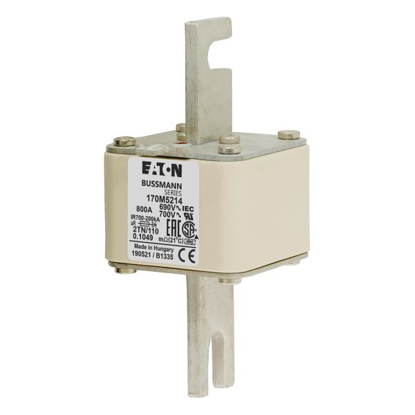 Fuse-link, high speed, 800 A, AC 690 V, DIN 2, 61 x 75 x 138 mm, aR, DIN, IEC, single indicator image 5