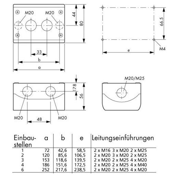 Surface mounting enclosure, 4 holes, black/light grey image 2