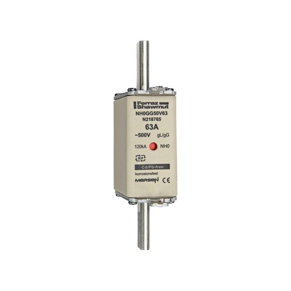 Fuse-link NH0 gG 500VAC 63A live tags Double indicator image 1