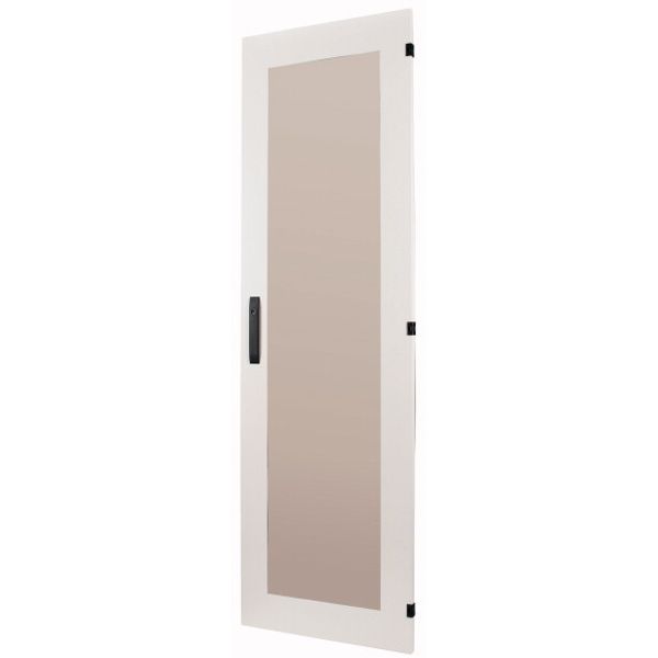 Section door with glass window, closed IP55, left or right-hinged, HxW = 1600 x 425mm, grey image 1