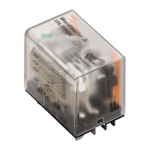 Miniature power relay, 24 V DC, Green LED, 4 CO contact (AgSnO) , 250  image 2