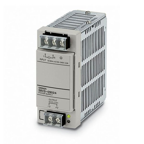 Power supply, 90W, 100-240 VAC input, 24 VDC 3.75A output, DIN rail mo image 1