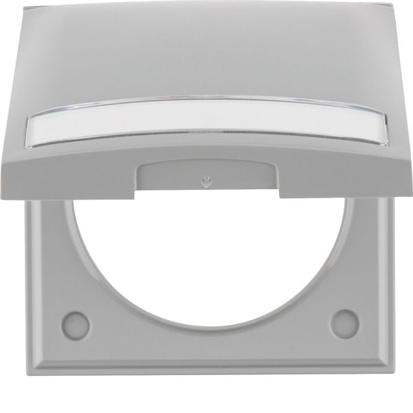 Integro Flow-Frame, 1-Gang, Hinged Cover and Labelling Field Grey Glos image 1