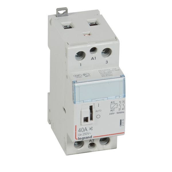 Power contactor CX³ - with 230 V~ coll and handle - 2P - 250 V~ - 40 A - silent image 1