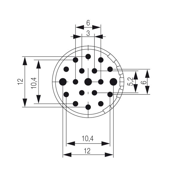 contact insert (circular connector), Solder-in socket, 10 mm, With PE  image 1