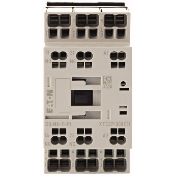 Contactor, 3 pole, 380 V 400 V 3.7 kW, 1 N/O, 1 NC, 220 V 50/60 Hz, AC operation, Push in terminals image 1