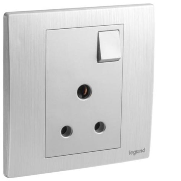 Mallia Senses - 1 gang British Standard switched socket outlet - 5A - Brushed Aluminium image 1