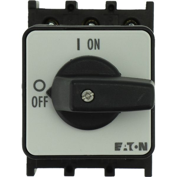 On-Off switch, P1, 40 A, centre mounting, 3 pole, with black thumb grip and front plate image 1