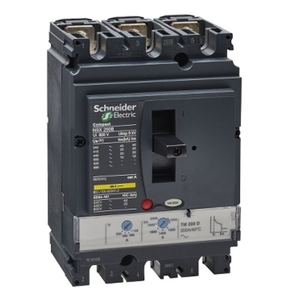 circuit breaker ComPact NSX250B, 25 kA at 415 VAC, TMD trip unit 200 A, 3 poles 3d image 2