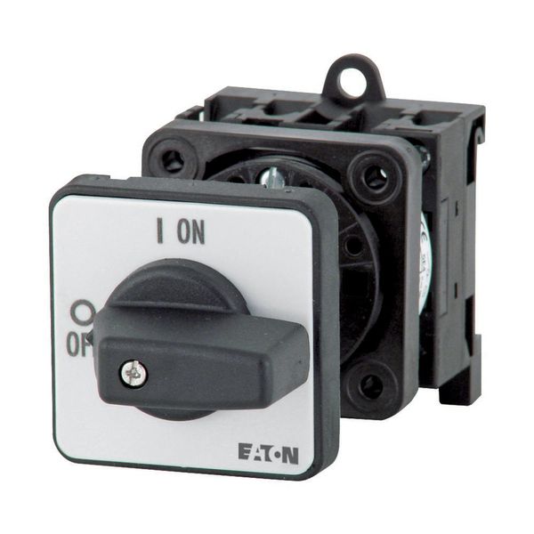 On-Off switch, P1, 25 A, rear mounting, 3 pole, 1 N/O, 1 N/C, with black thumb grip and front plate image 3