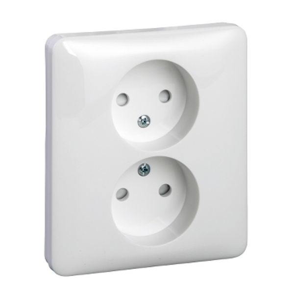 Exxact double socket-outlet unearthed screwless white image 2