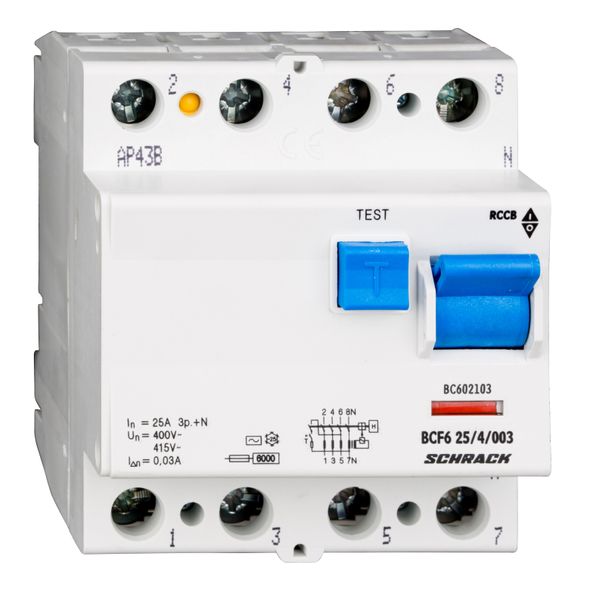Residual current circuit breaker 25A, 4-p, 30mA,type AC, 6kA image 2