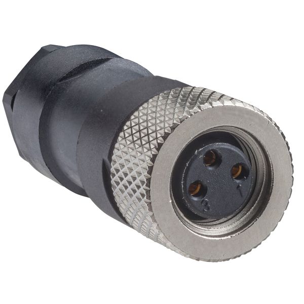 Female, M8, 3 pin, straight connector, cable gland M9.5 x 1 image 1