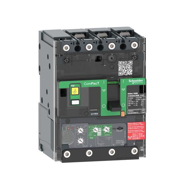 Circuit breaker, ComPacT NSXm 100N, 50kA/415VAC, 3 poles, MicroLogic 4.1 trip unit 50A, lugs/busbars image 3