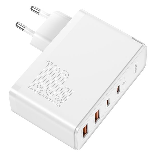Wall Quick Charger GaN2 Pro 100W 2xUSB + 2xUSB-C QC4+ PD3.0 with USB-C Cable, White image 7