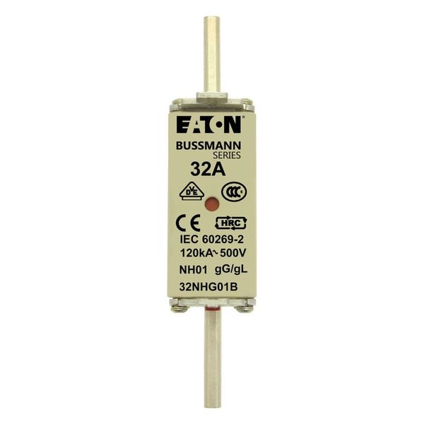 Fuse-link, LV, 32 A, AC 500 V, NH01, gL/gG, IEC, dual indicator, live gripping lugs image 6