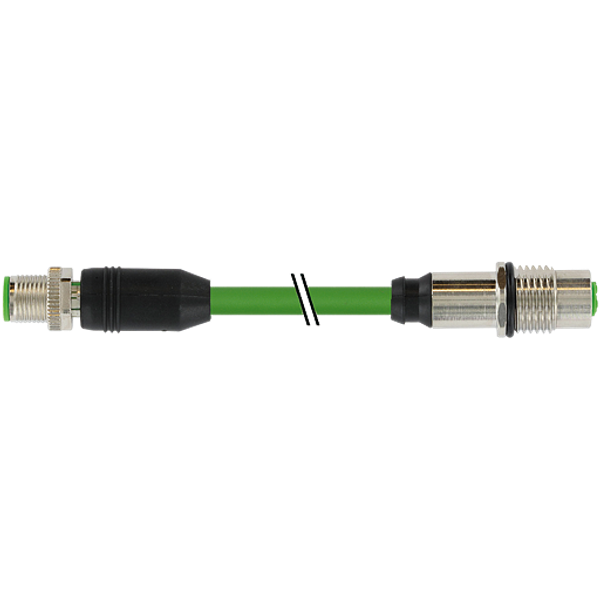 M12 fem. recept./M12 male 0° X-cod. PUR 4x2xAWG26 shielded gn 3.0m image 1