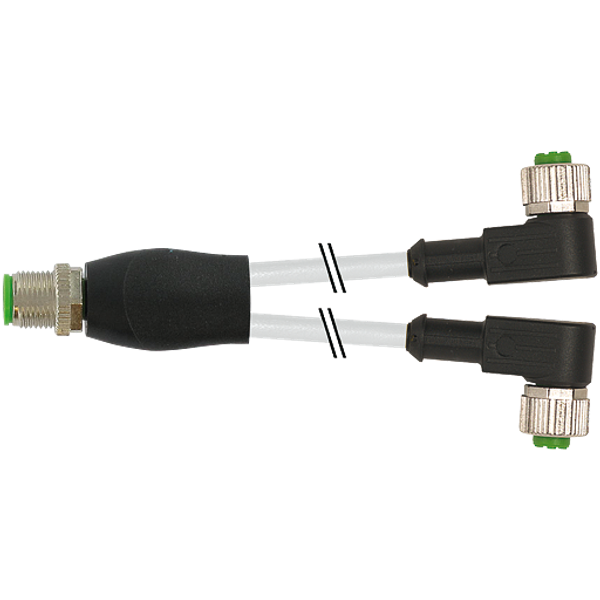 Y-Distributor M12 male/M12 fem. 90° A-cod. PUR 3x0.34 gy+dragch. 1.5m image 1