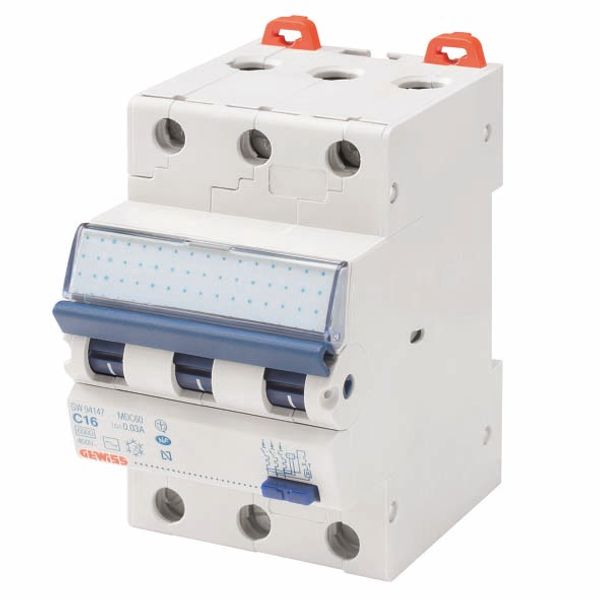 COMPACT RESIDUAL CURRENT CIRCUIT BREAKER WITH OVERCURRENT PROTECTION - MDC 60 - 3P CURVE C 10A TYPE AC Idn=0,3A - 3 MODULES image 2