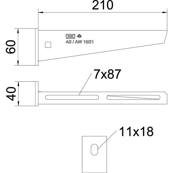 AW 15 21 A2 Wall and support bracket with welded head plate B210mm image 2