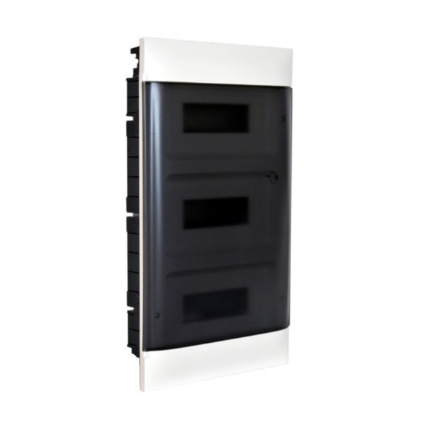 3X12 module recessed box - Smoked door - Without terminal block - Dry wall image 1