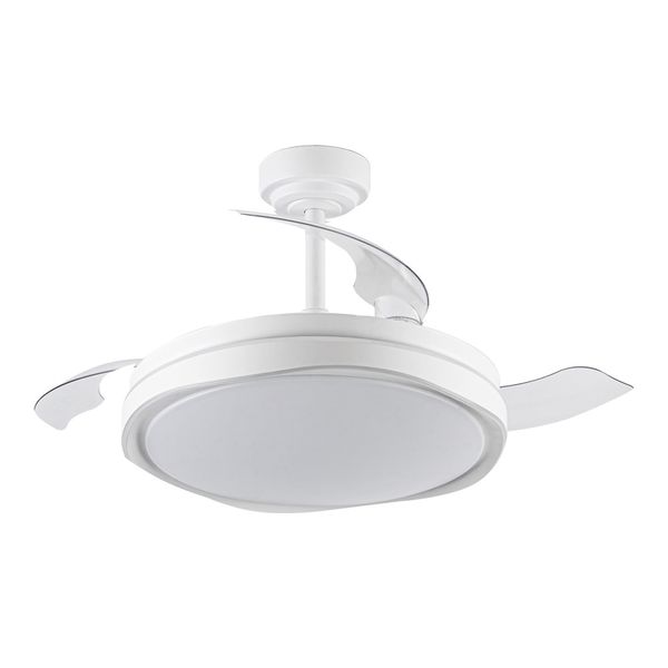 Oku White LED Ceiling Fan 72W 7920Lm CCT Folding Blades image 1