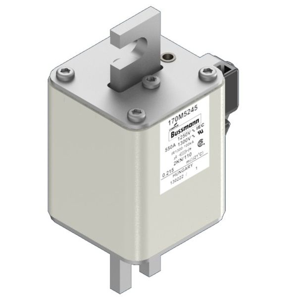 Fuse-link, high speed, 550 A, AC 1250 V, size 2, 61 x 77 x 138 mm, aR, DIN, IEC, single indicator image 3