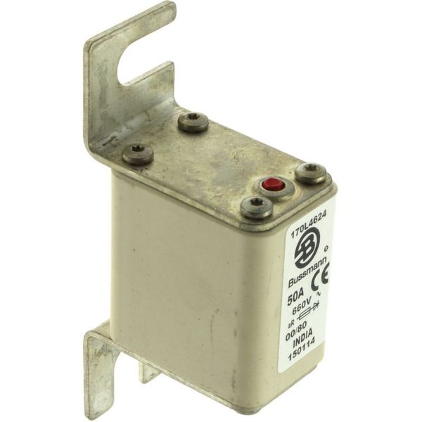 Fuse-link, high speed, 50 A, AC 660 V, size 00, 30 x 51 x 98 mm, aR, DIN, IEC, single indicator image 9