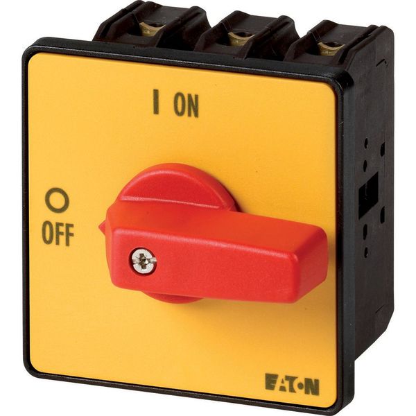 On-Off switch, P3, 100 A, flush mounting, 3 pole + N, Emergency switching off function, with red thumb grip and yellow front plate image 4