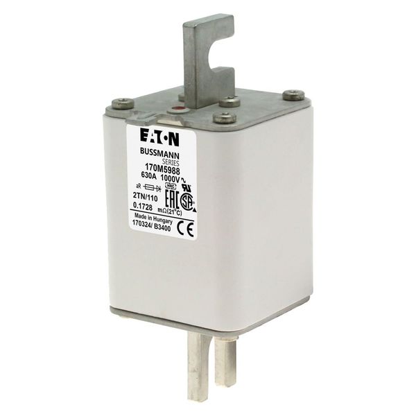 Fuse-link, high speed, 630 A, AC 1000 V, DIN 2, 59 x 75 x 138 mm, aR, DIN, IEC, single indicator image 6