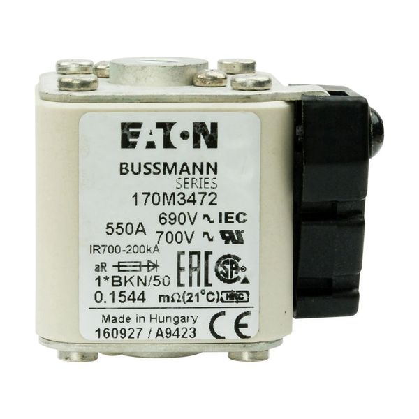 Fuse-link, high speed, 550 A, AC 690 V, compact size 1, aR, IEC, UL, single indicator image 13