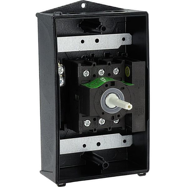 Main switch, P1, 32 A, surface mounting, 3 pole, 1 N/O, 1 N/C, STOP function, With black rotary handle and locking ring, Lockable in the 0 (Off) posit image 55