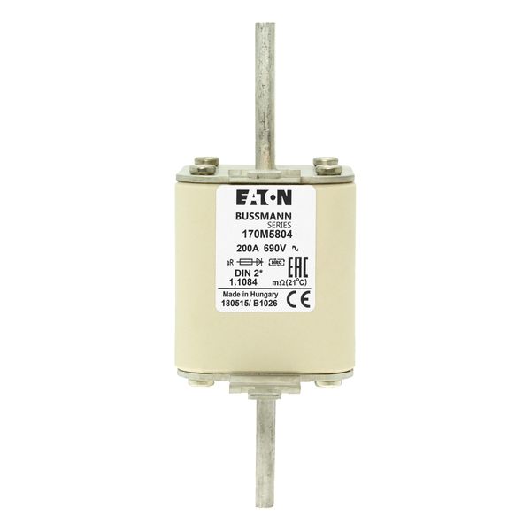 Fuse-link, high speed, 200 A, AC 690 V, compact DIN 2, 55 x 71 x 150 mm, aR, DIN, IEC, single indicator image 16