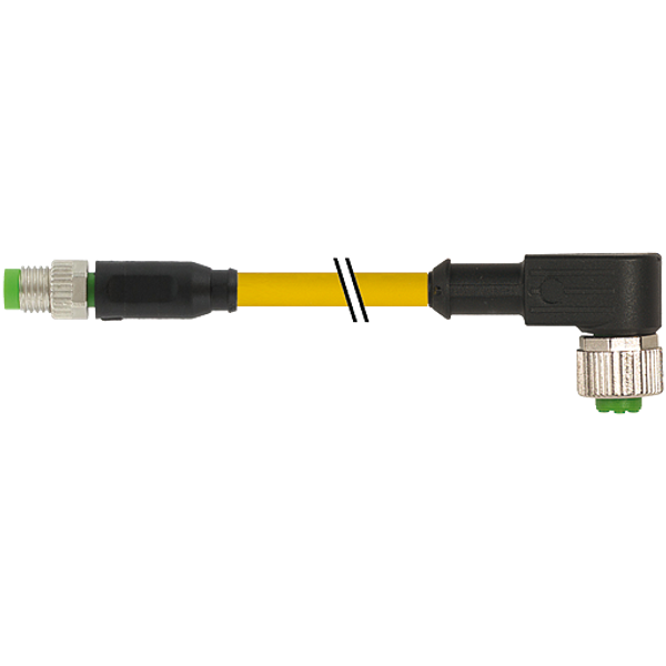 M8 male 0° / M12 female 90° A-cod. PUR 3x0.25 ye +robot+drag ch. 7.5m image 1