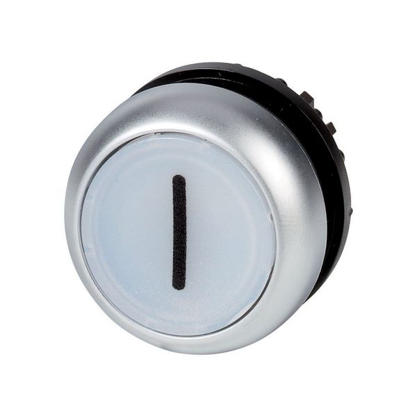 Illuminated pushbutton actuator, RMQ-Titan, Flush, momentary, White, inscribed 1, Bezel: titanium image 3