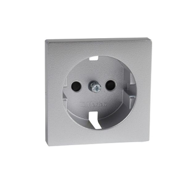 Central plate for SCHUKO socket-outlet insert, shutter, aluminium, System M image 2