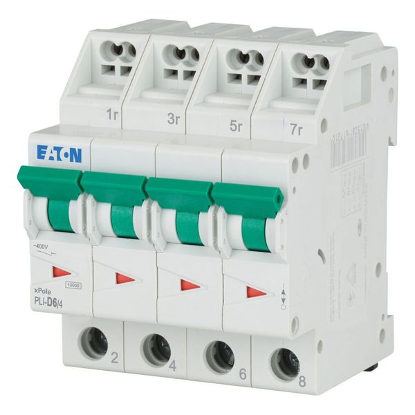 Miniature circuit breaker (MCB) with plug-in terminal, 6 A, 4p, characteristic: D image 1