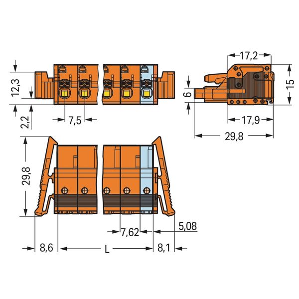 2231-709/037-000 1-conductor female connector; push-button; Push-in CAGE CLAMP® image 3