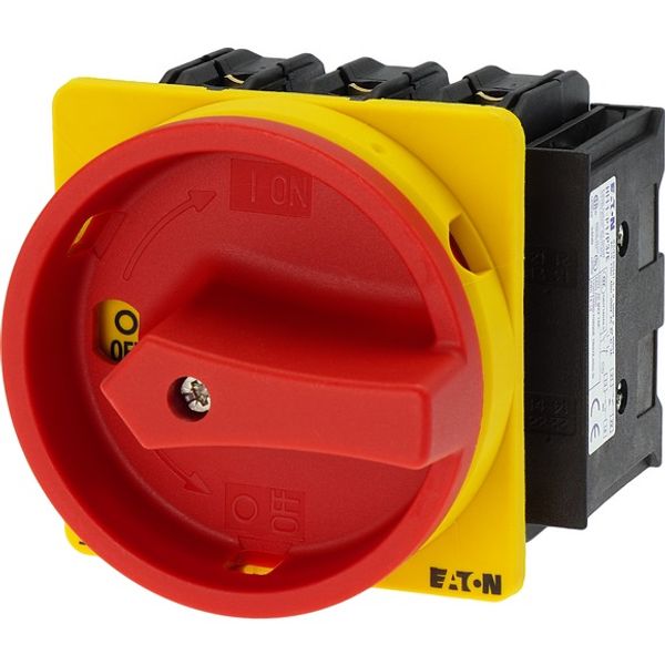 Main switch, P3, 63 A, flush mounting, 3 pole, 2 N/O, 2 N/C, Emergency switching off function, With red rotary handle and yellow locking ring image 5