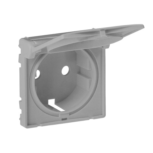 Cover plate Valena Life - 2P+E socket - German standard - with flap - aluminium image 1