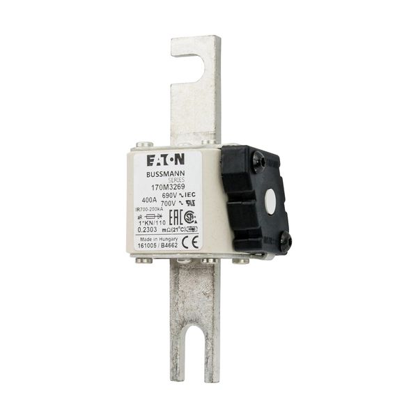 Fuse-link, high speed, 400 A, AC 690 V, compact DIN 1, 45 x 58 x 134 mm, aR, DIN, IEC, type K indicator, 110 mm centres image 4