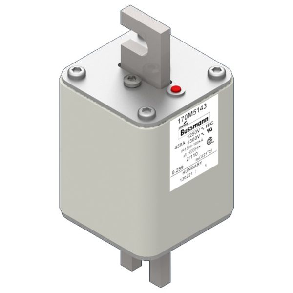 Fuse-link, high speed, 450 A, AC 1250 V, size 2, 61 x 75 x 138 mm, aR, DIN, IEC, single indicator image 3