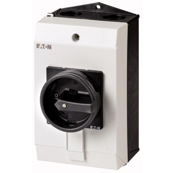 Main switch, T3, 32 A, surface mounting, 1 contact unit(s), 2 pole, STOP function, With black rotary handle and locking ring, Lockable in the 0 (Off) image 1