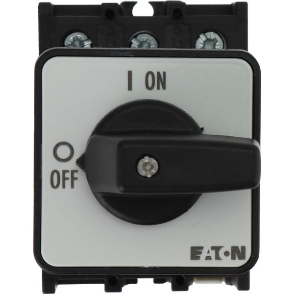 On-Off switch, P1, 40 A, rear mounting, 3 pole, with black thumb grip and front plate image 1