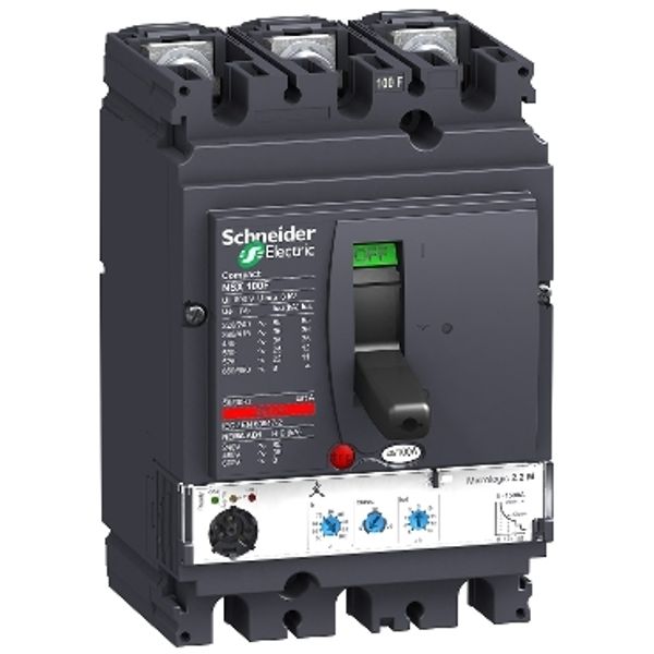 circuit breaker ComPact NSX100F, 36 kA at 415 VAC, MicroLogic 2.2 trip unit 100 A, 3 poles 3d image 2