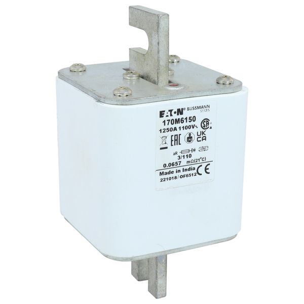 Fuse-link, high speed, 1250 A, AC 1100 V, size 3, 76 x 90 x 139 mm, aR, DIN, IEC, single indicator image 23