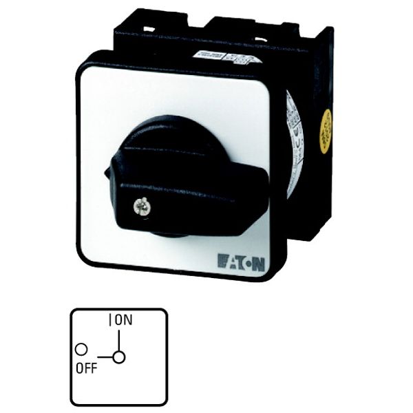 On-Off switch, T0, 20 A, flush mounting, 2 contact unit(s), 3 pole, 1 N/C, with black thumb grip and front plate image 1