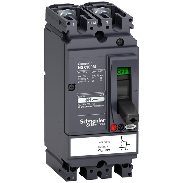 circuit breaker ComPact NSX100M AC/DC, 25 kA at 415 VAC, TMD trip unit 30 A, 2 poles 2d image 4